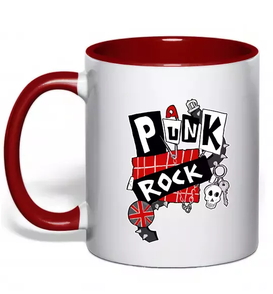 Чашка с цветной ручкой Punk rock Красный фото