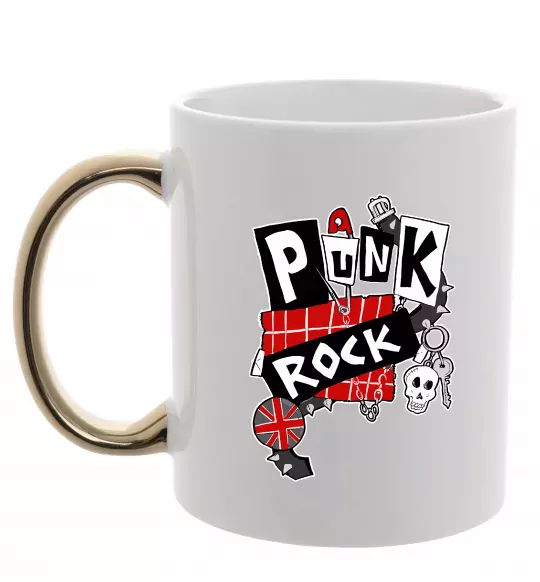 Чашка с цветной ручкой Punk rock Золото фото