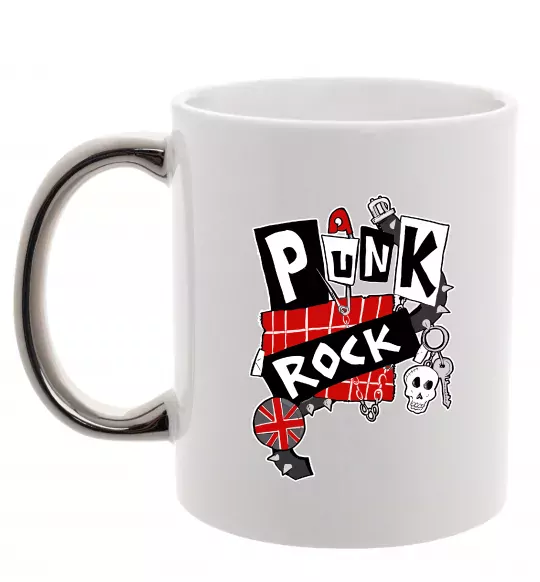 Чашка с цветной ручкой Punk rock Серебро фото