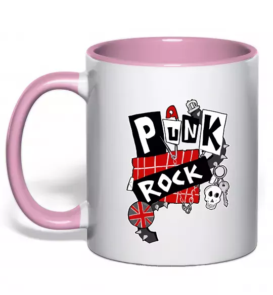 Чашка с цветной ручкой Punk rock Нежно розовый фото