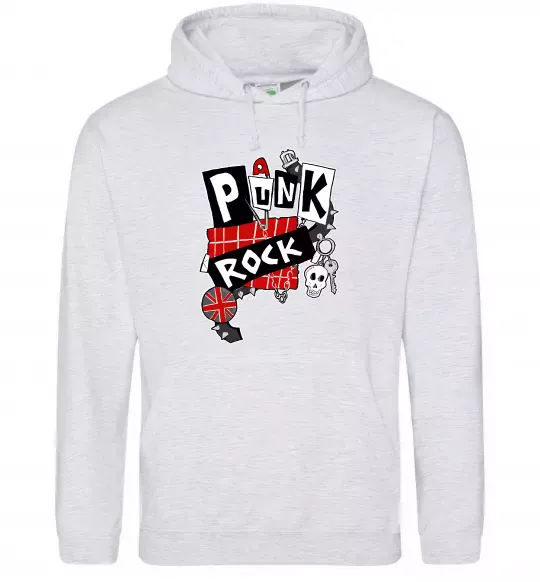 Чоловіча толстовка (худі) Punk rock Сірий меланж фото