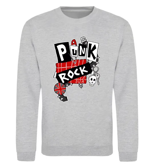 Світшот Punk rock Сірий меланж фото