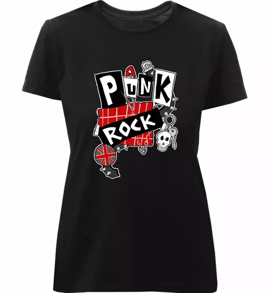 Жіноча преміум футболка Punk rock Чорний фото
