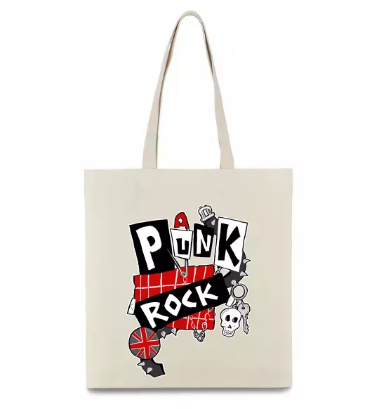 Эко-сумка Punk rock Бежевый фото