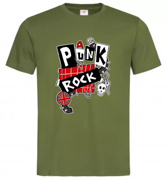 Чоловіча футболка Punk rock Оливковий фото