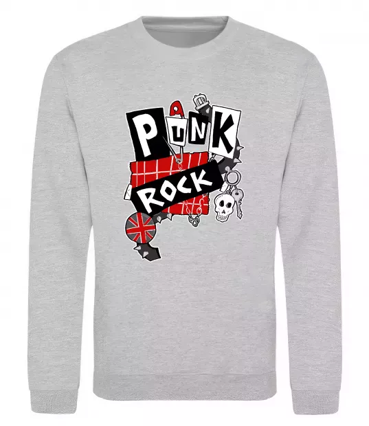 Свитшот Punk rock Серый меланж фото