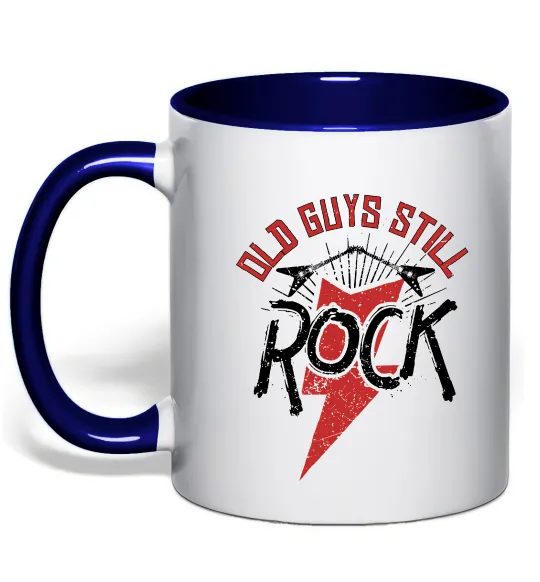 Чашка с цветной ручкой Old guys still rock Глубокий темно-синий фото