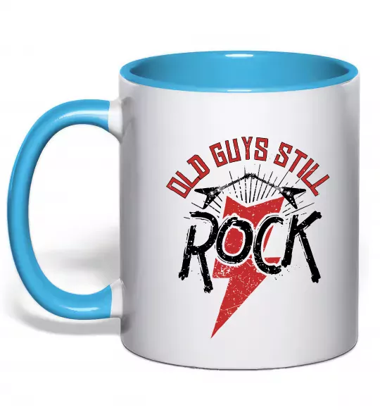 Чашка с цветной ручкой Old guys still rock Голубой фото