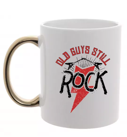 Чашка с цветной ручкой Old guys still rock Золото фото