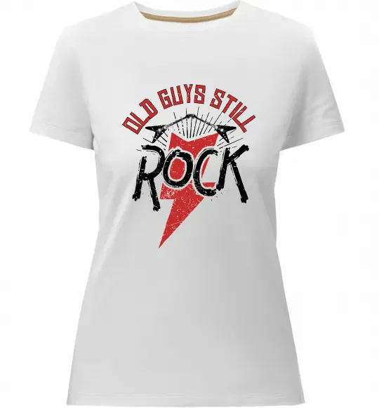 Жіноча преміум футболка Old guys still rock Білий фото