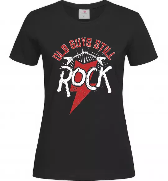 Жіноча футболка Old guys still rock Чорний фото