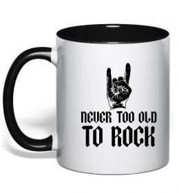 Чашка с цветной ручкой Never too old to rock