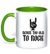 Чашка с цветной ручкой Never too old to rock Лаймовый фото
