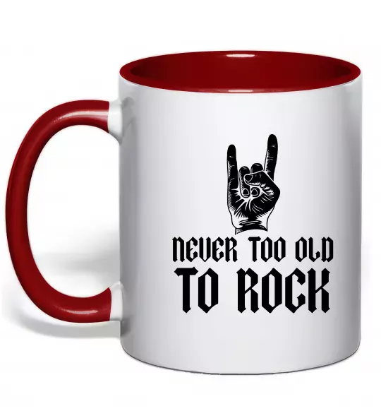 Чашка с цветной ручкой Never too old to rock Красный фото