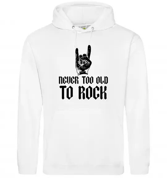 Чоловіча толстовка (худі) Never too old to rock Білий фото