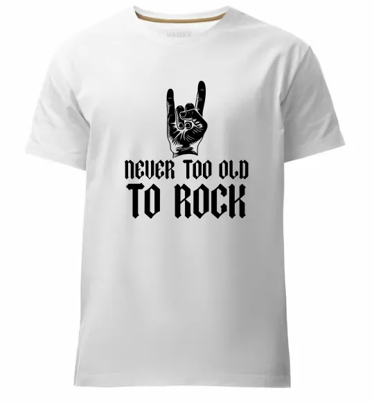Мужская премиум футболка Never too old to rock Белый фото