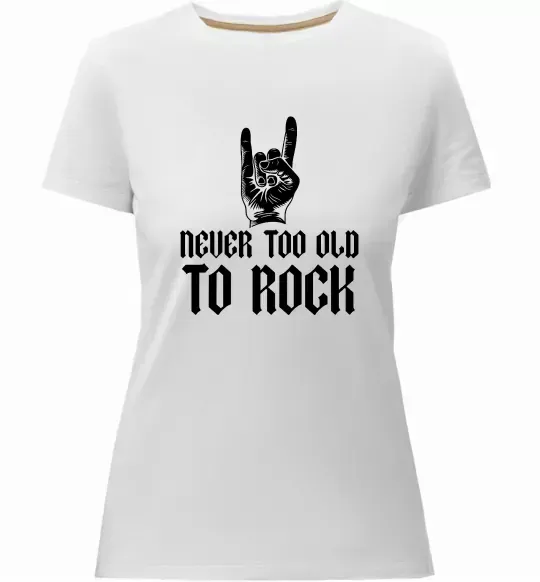 Женская премиум футболка Never too old to rock Белый фото