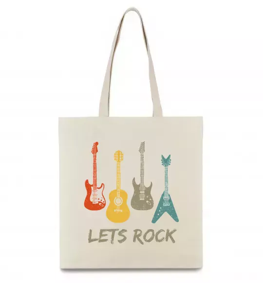 Еко-сумка Let`s rock гітари Бежевий фото
