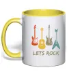 Чашка з кольоровою ручкою Let`s rock гітари Сонячно жовтий фото