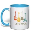 Чашка з кольоровою ручкою Let`s rock гітари Блакитний фото