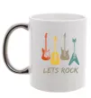 Чашка з кольоровою ручкою Let`s rock гітари Срібло фото