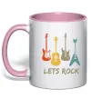 Чашка з кольоровою ручкою Let`s rock гітари Ніжно рожевий фото