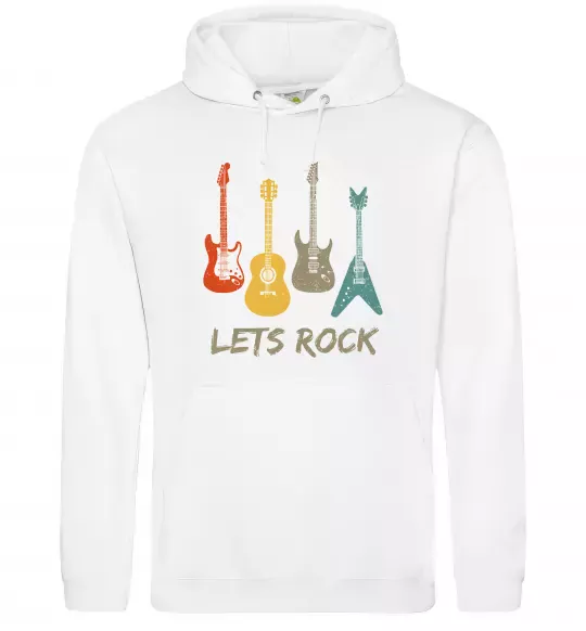 Мужская толстовка (худи) Let`s rock гітари Белый фото