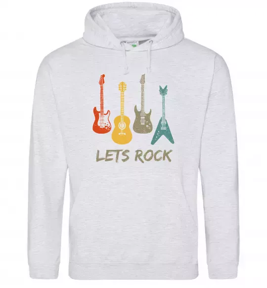 Мужская толстовка (худи) Let`s rock гітари Серый меланж фото