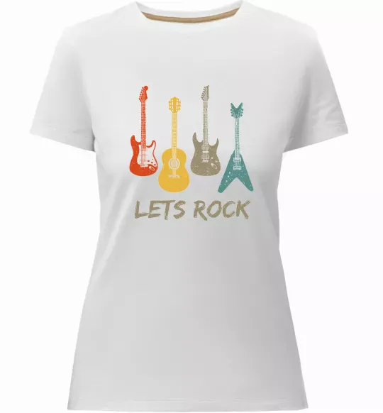 Женская премиум футболка Let`s rock гітари Белый фото