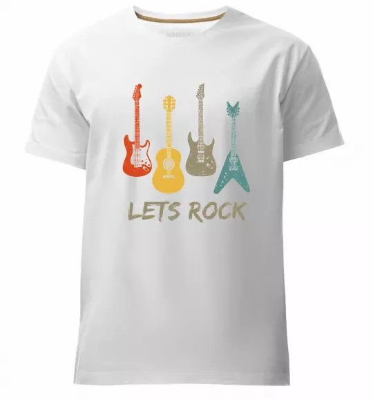 Мужская премиум футболка Let`s rock гітари Белый фото