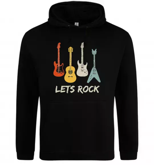 Мужская толстовка (худи) Let`s rock гітари Черный фото
