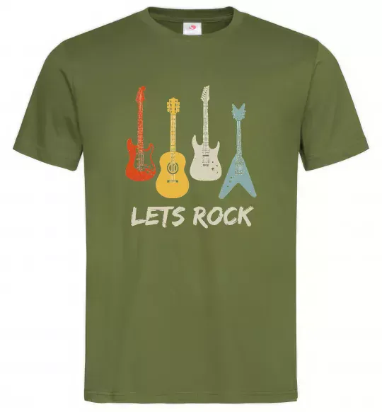 Мужская футболка Let`s rock гітари Оливковый фото