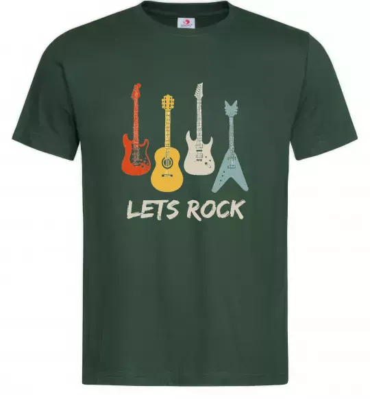 Мужская футболка Let`s rock гітари Темно-зеленый фото