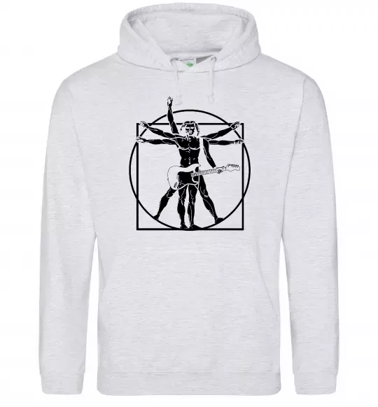 Мужская толстовка (худи) Da Vinci rock Серый меланж фото