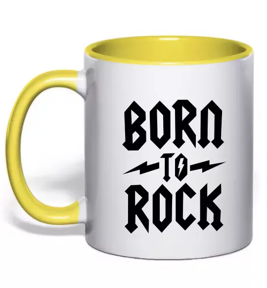 Чашка с цветной ручкой Born to rock Солнечно желтый фото