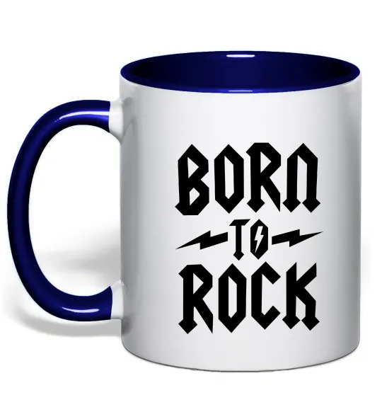 Чашка с цветной ручкой Born to rock Глубокий темно-синий фото