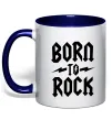 Чашка с цветной ручкой Born to rock Глубокий темно-синий фото