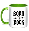 Чашка с цветной ручкой Born to rock Лаймовый фото