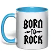 Чашка с цветной ручкой Born to rock Голубой фото