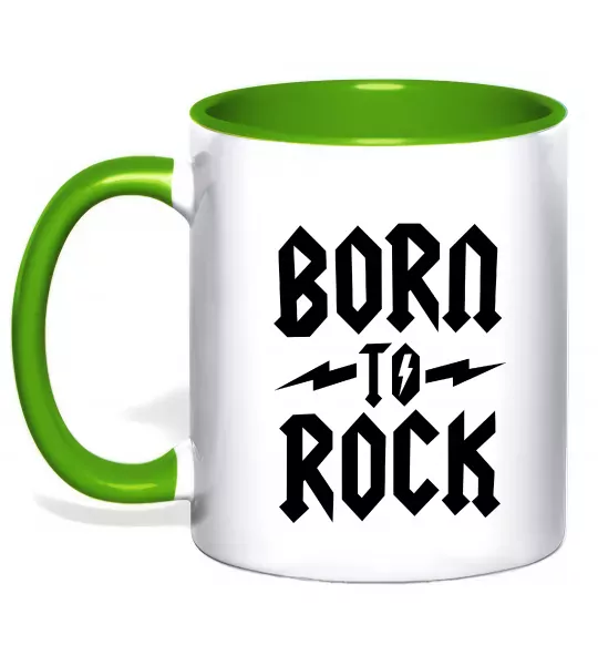 Чашка с цветной ручкой Born to rock Зеленый фото