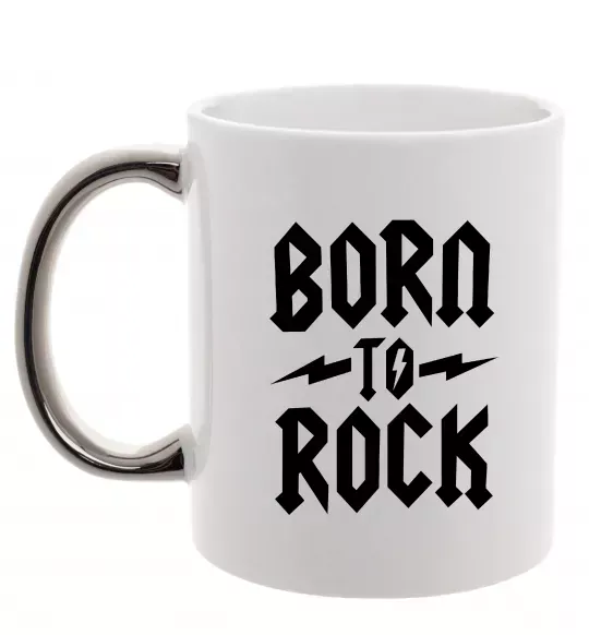 Чашка с цветной ручкой Born to rock Серебро фото