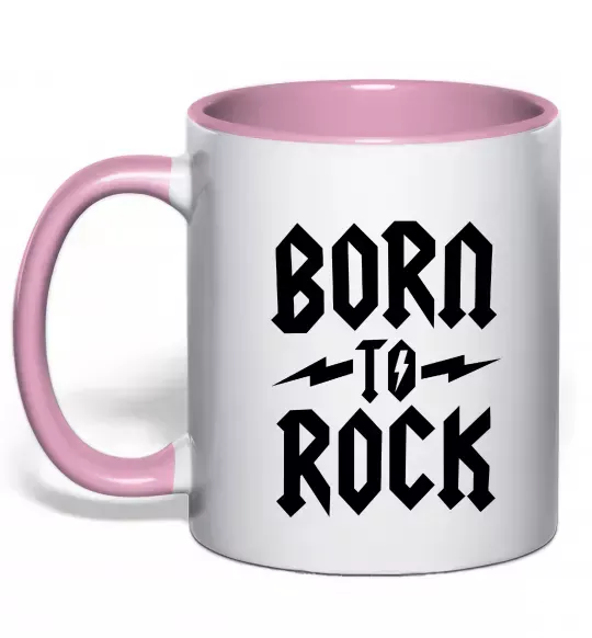 Чашка с цветной ручкой Born to rock Нежно розовый фото