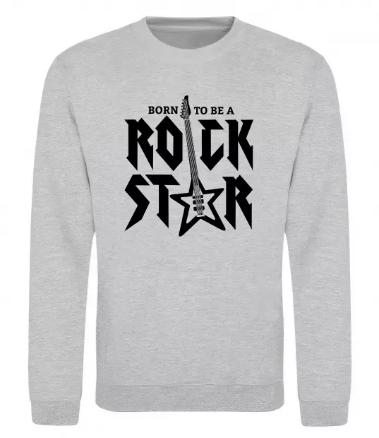 Свитшот Born to be a rock star Серый меланж фото