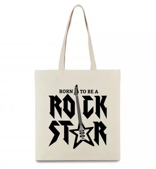Эко-сумка Born to be a rock star Бежевый фото