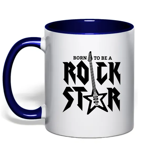 Чашка с цветной ручкой Born to be a rock star Глубокий темно-синий фото