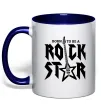Чашка с цветной ручкой Born to be a rock star Глубокий темно-синий фото