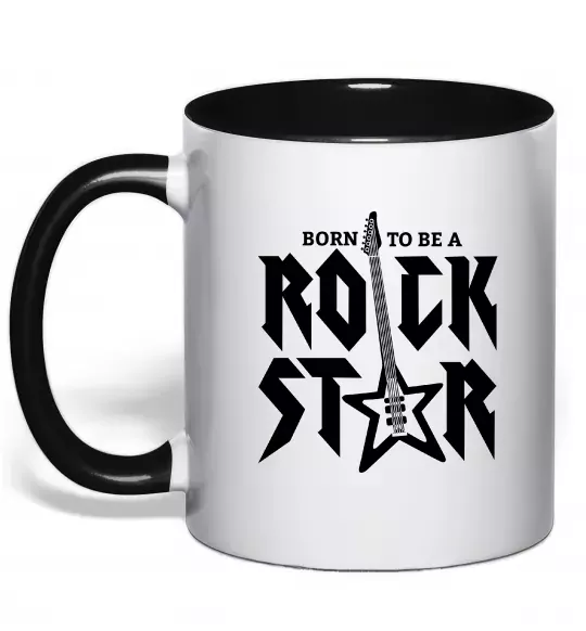 Чашка с цветной ручкой Born to be a rock star Черный фото