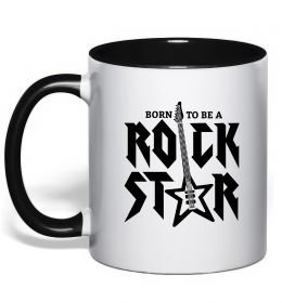 Чашка с цветной ручкой Born to be a rock star