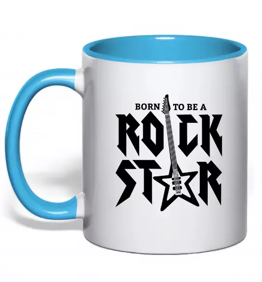 Чашка с цветной ручкой Born to be a rock star Голубой фото
