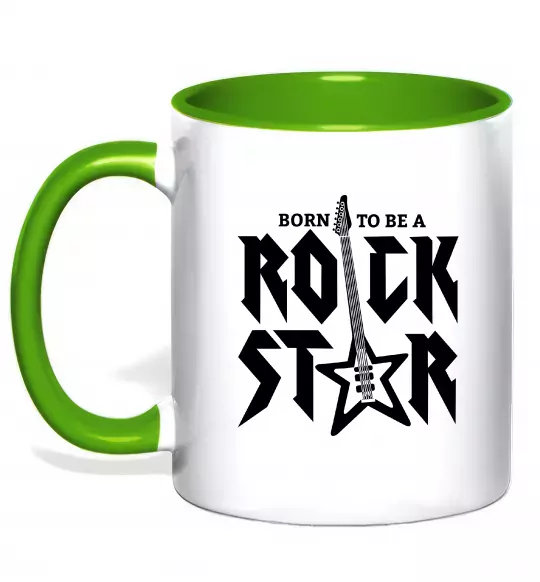 Чашка с цветной ручкой Born to be a rock star Зеленый фото